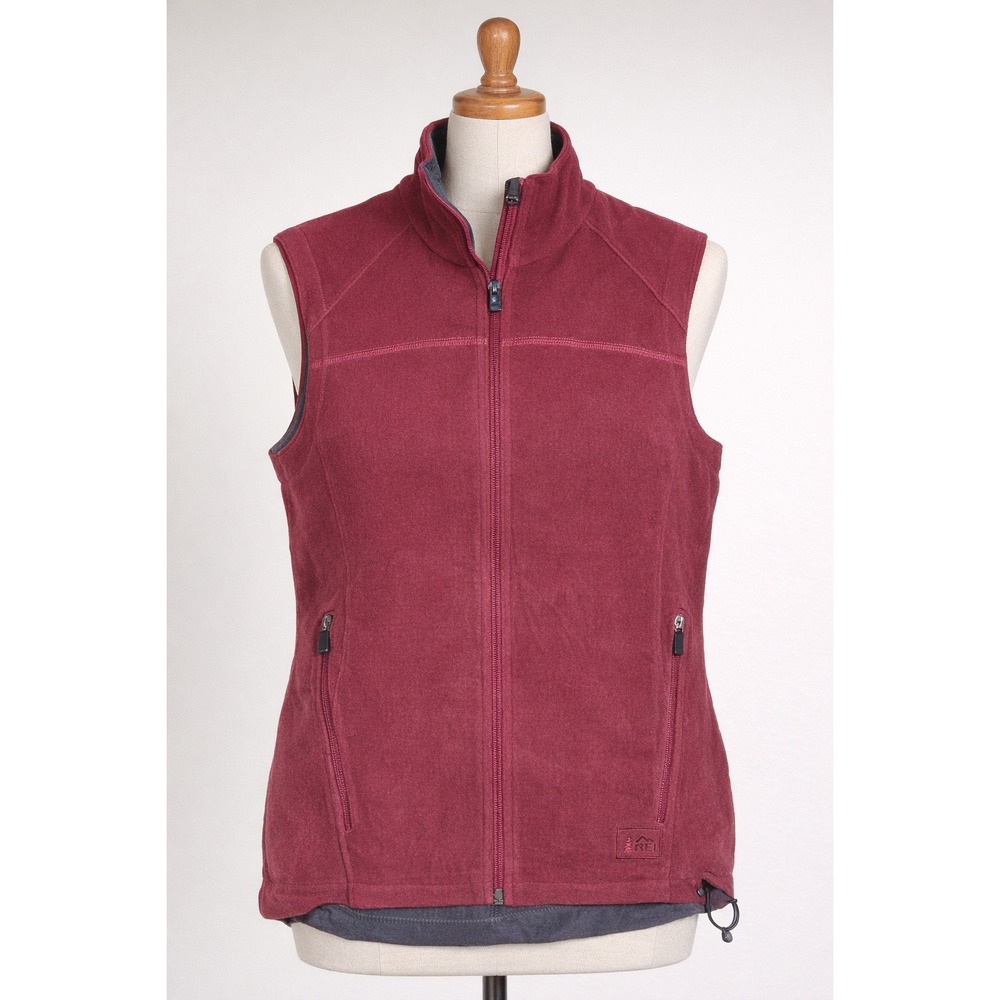 REI Women's Fleece Vest Burgundy Full Zip Size Medium Outdoor Layer Gorpcore